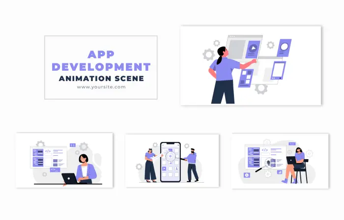 Mobile App Developer 2D Vector Character Animation Scene